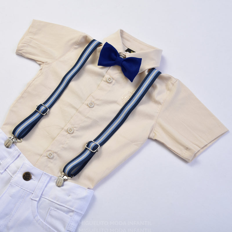 Roupa Social Infantil Masculino Camisa+ Bermuda +susp + Grav