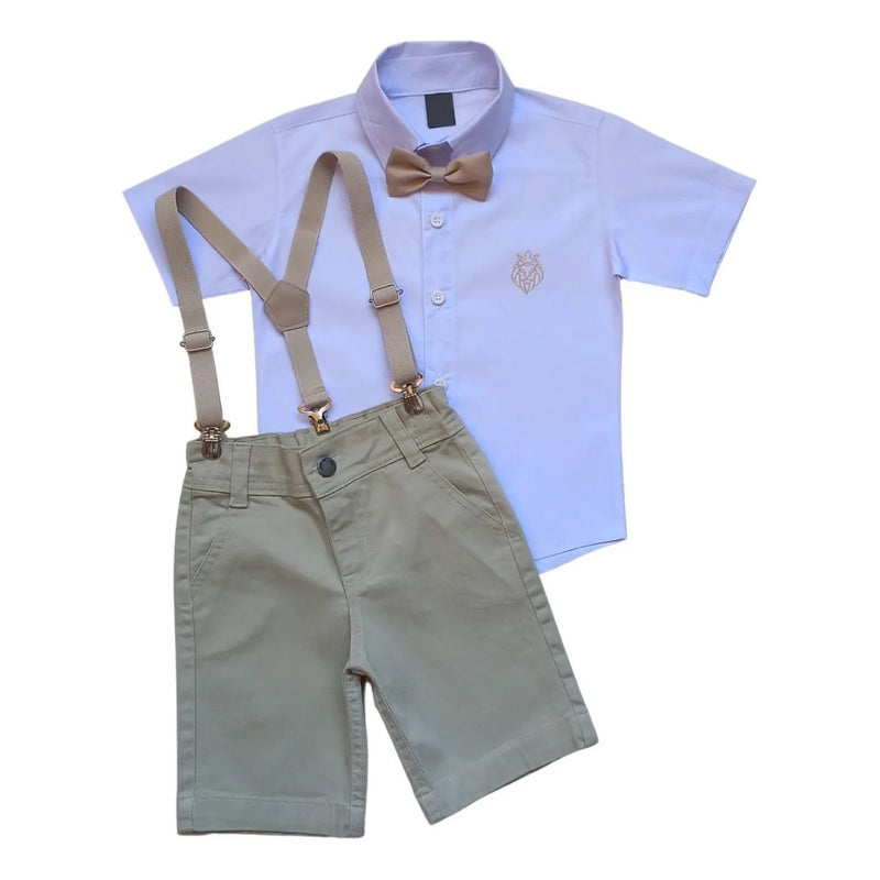 Roupa Infantil Camisa Social Bermuda Menino Batizado Festa