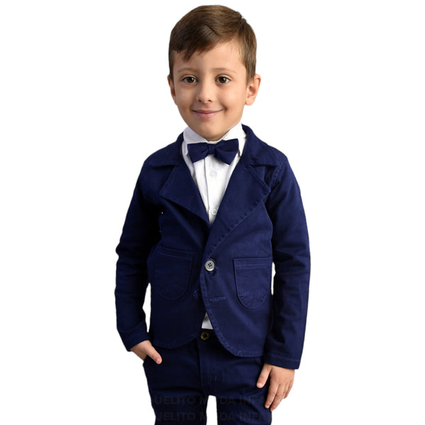Kit com 2 peças Blazer Sarja e Gravata Infantil 1 ao 16 anos