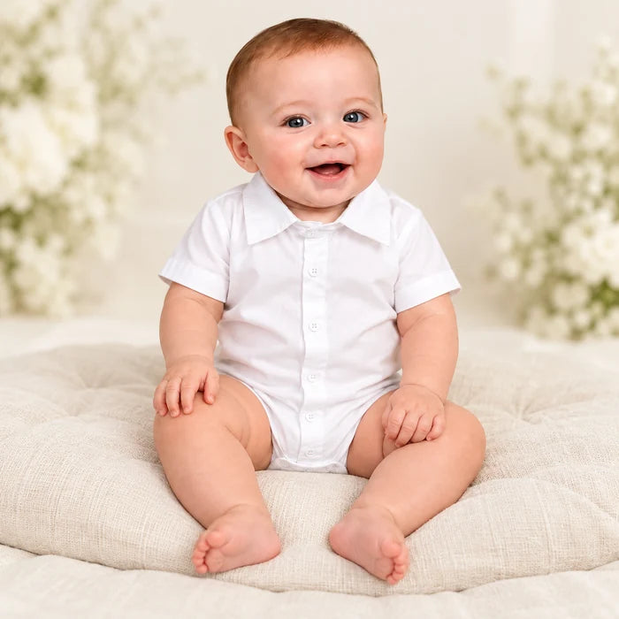 Camisa Branca Social Infantil Manga Curta Algodão P ao 16