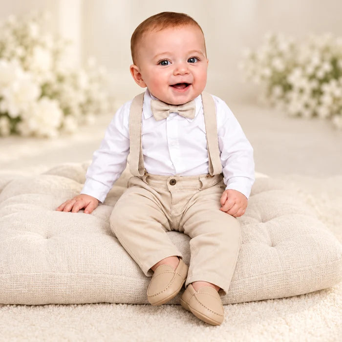 Conjunto Social Infantil Bege Batizado P ao 16