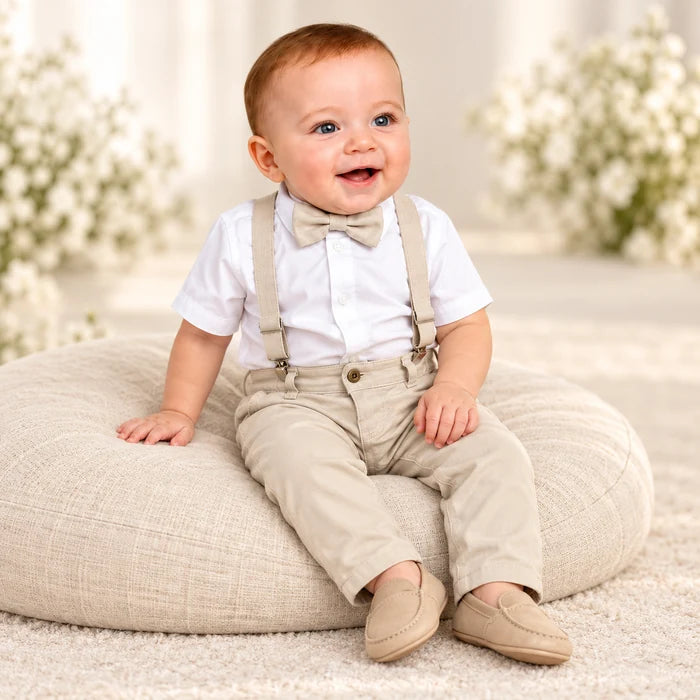 Conjunto Pajem Infantil para Casamento | Suspensório e Gravata - Manga Curta