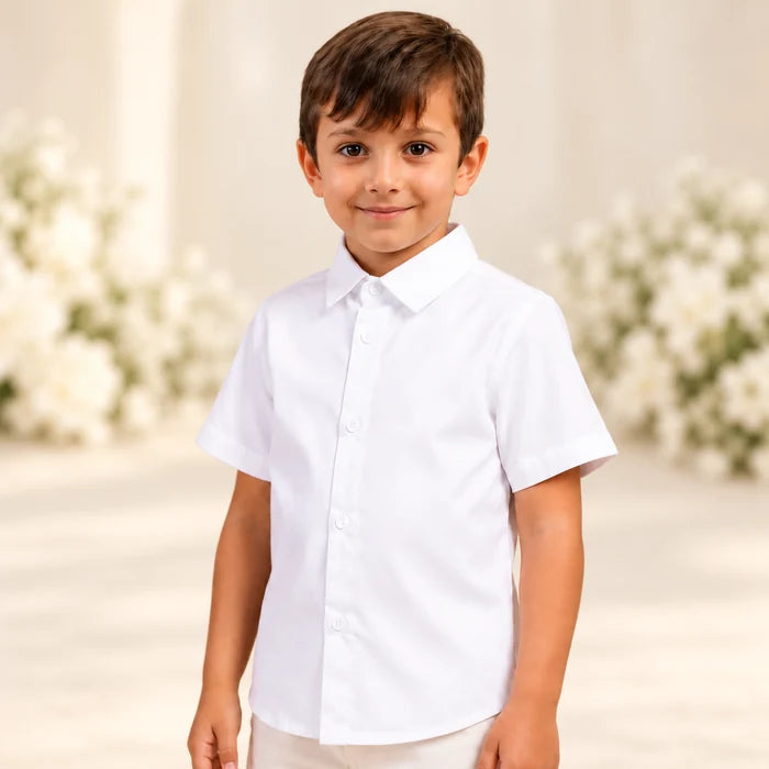 Camisa Social infantil Manga Curta Batizado Varias cores 1 ao 8