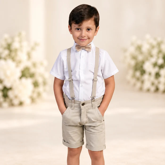 Conjunto Pajem Bermuda Bege 10 a 16 Juvenil