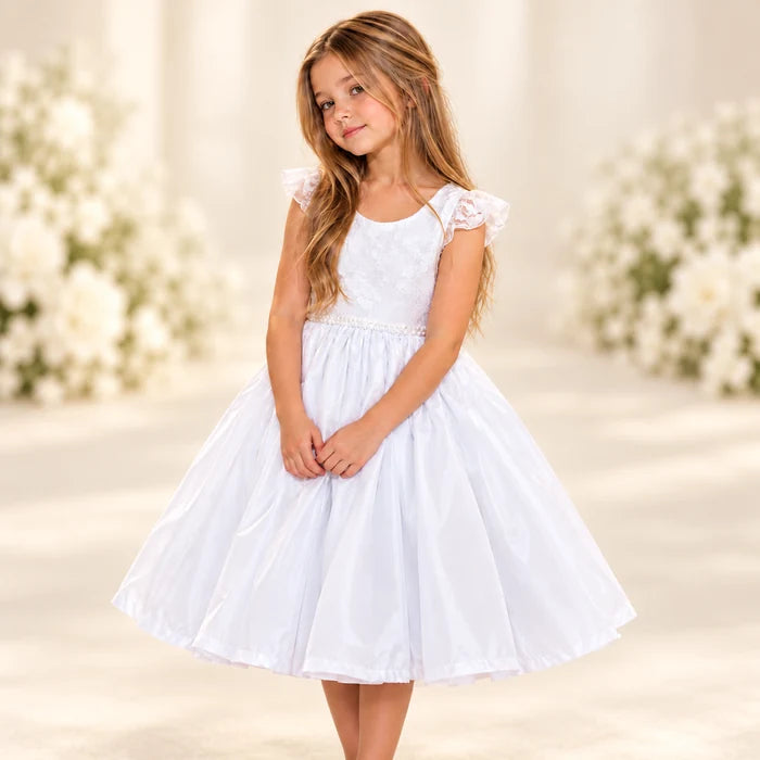 Vestido Meninas Daminha Branco Infantil Debutante com Laços Premium Batizado
