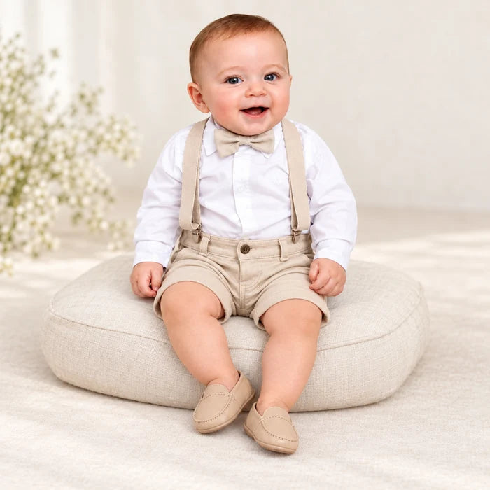 Conjunto Bege Pajem Camisa Manga Longa E Bermuda P ao 16