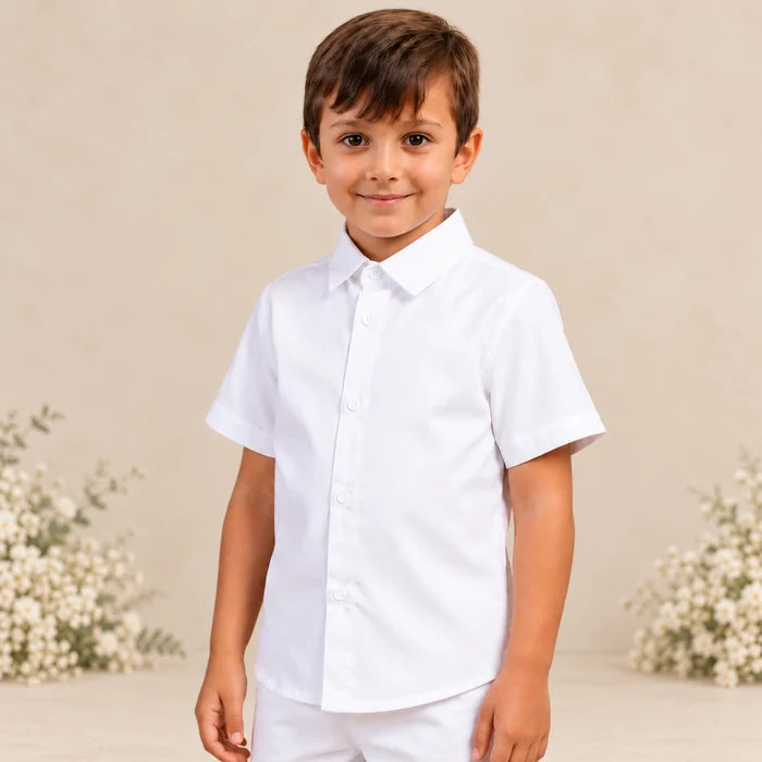Camisa Social infantil Manga Curta Batizado Varias cores 1 ao 8