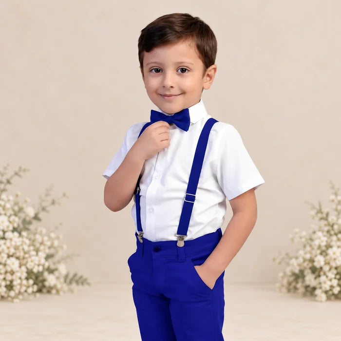 Conjunto Social Infantil Menino – Branco e Azul Royal | Bermuda