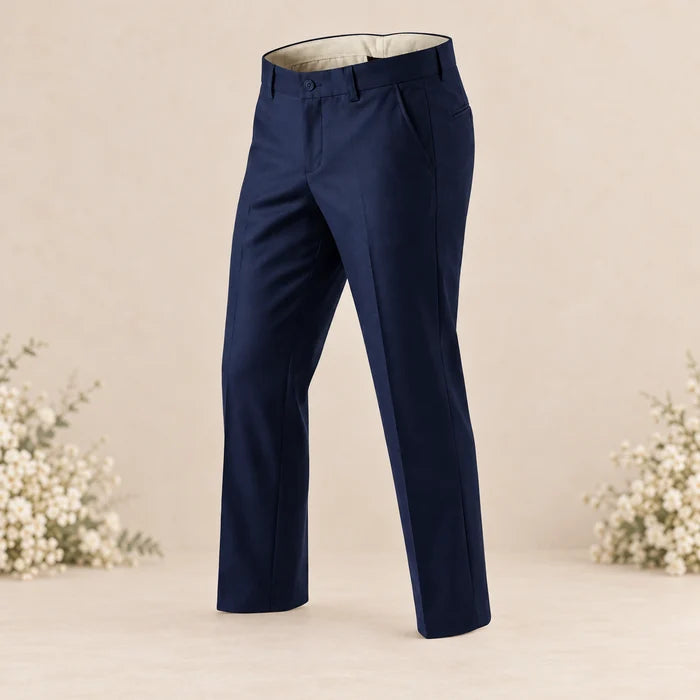 Calça Social Oxford Azul Marinho